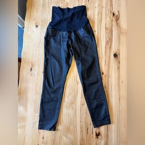Black Faux Leather Medium Maternity Jeans